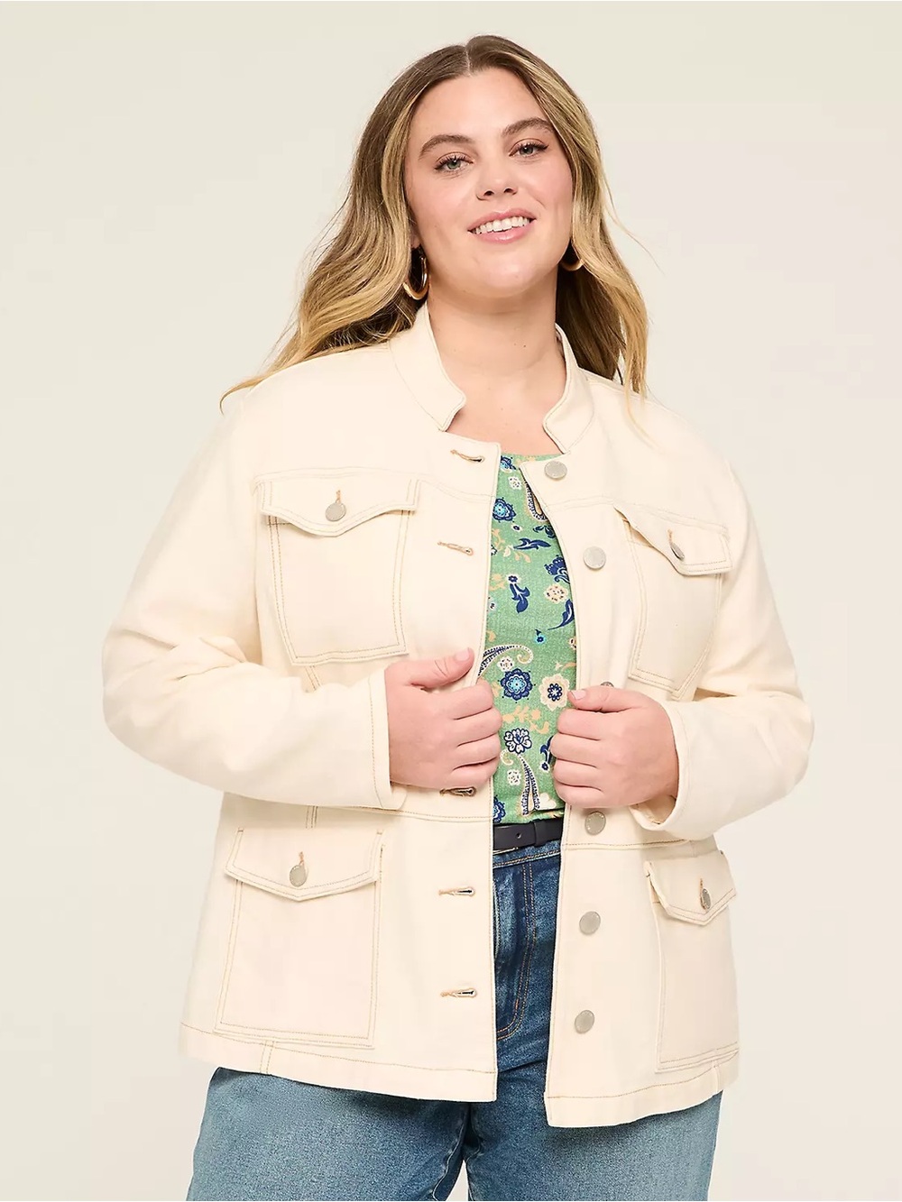 Lane Bryant Stretchy Dobby Utility Jacket